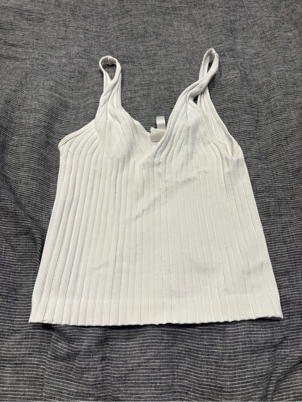 Nikibiki White Ribbed V-Neck Tank Top